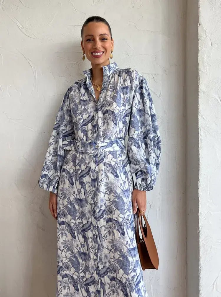 Palm Noosa Noddy Dress Blue Jungle Print Size 12 photo 6
