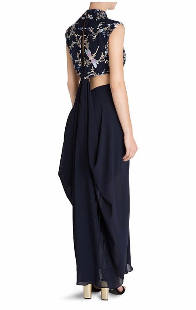 Carla Zampatti The Venus Diaphanous Gown Navy Size 4 photo 3