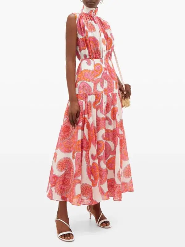 Zimmermann Peggy Paisley Sleeveless Shirt Dress in Magenta Size 2 / AU 12 photo 3