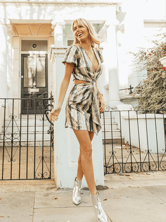 MISHA Lorlea Mini Dress Print Sequin Size 8 photo 4