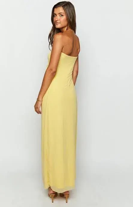 Beginning Boutique Braelyn Yellow Strapless Maxi Dress photo 4