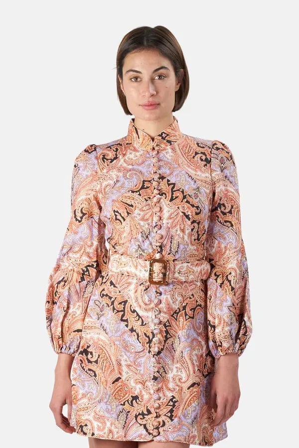 Zimmermann Botanica Chevron Mini Dress in Chevron Paisley Print Size 1 / Au 10 photo 2