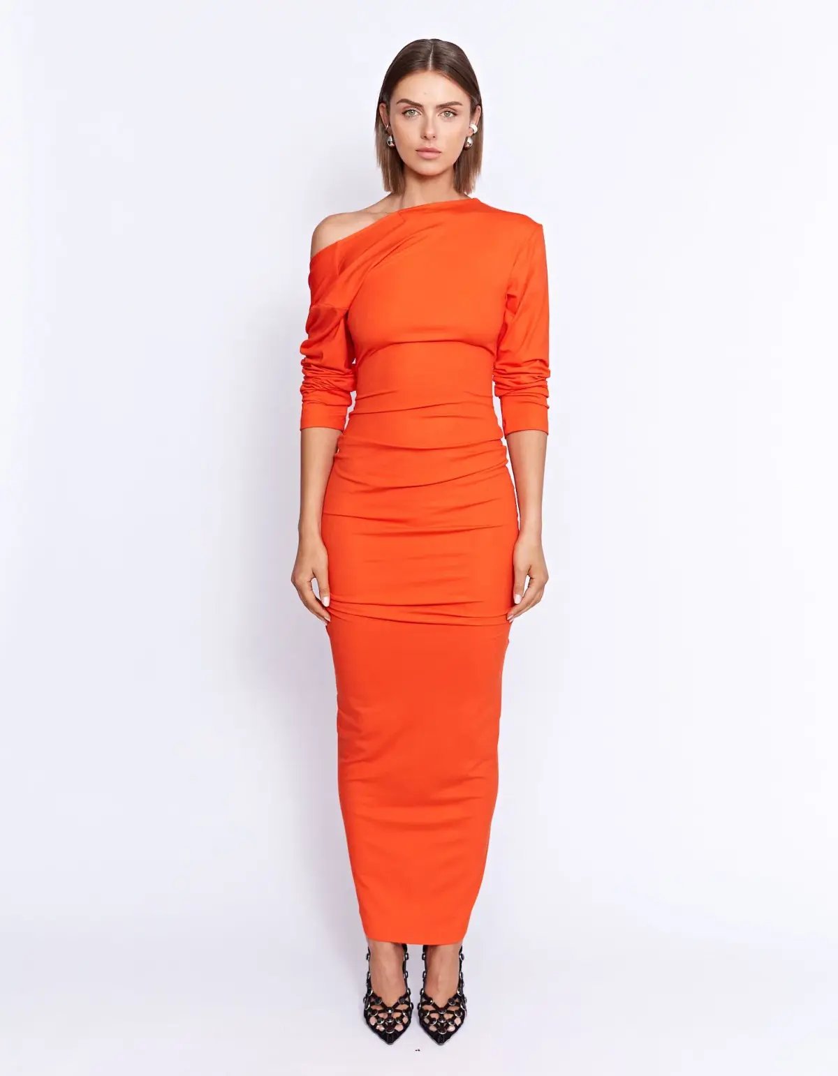 Pfeiffer Fontaine Midi Dress Crimson Orange Size M / AU 10 photo 8
