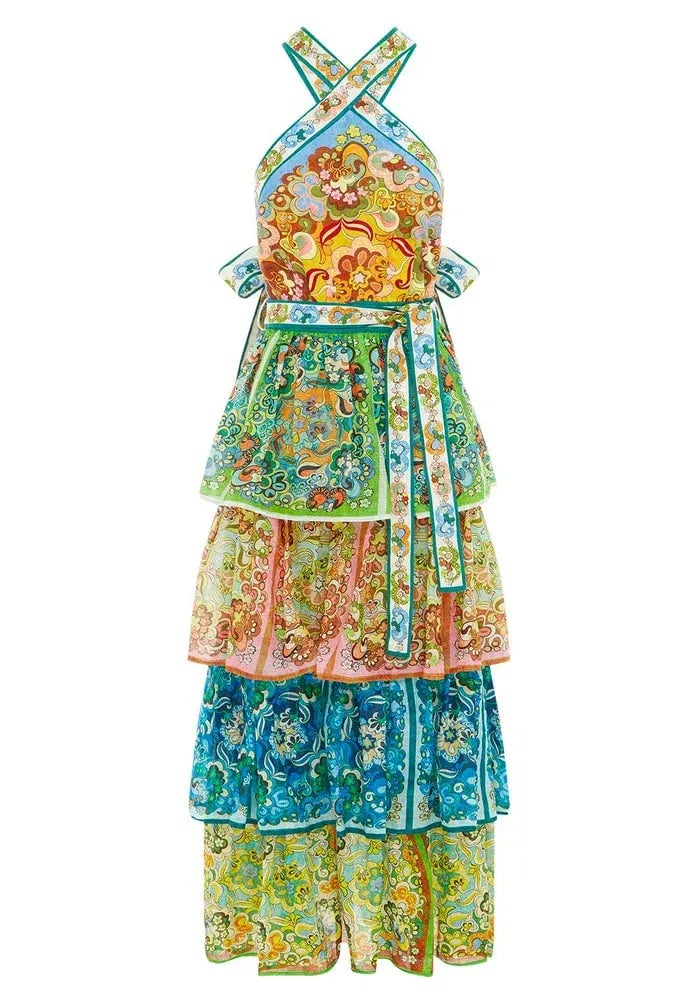 Alemais Dreamer Halter Tier Dress Multi Size 12 photo 3