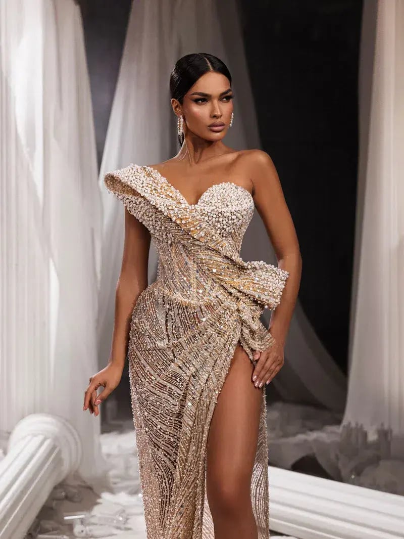 Donika Loci Daisy Gown Nude Size 8 AU photo 2