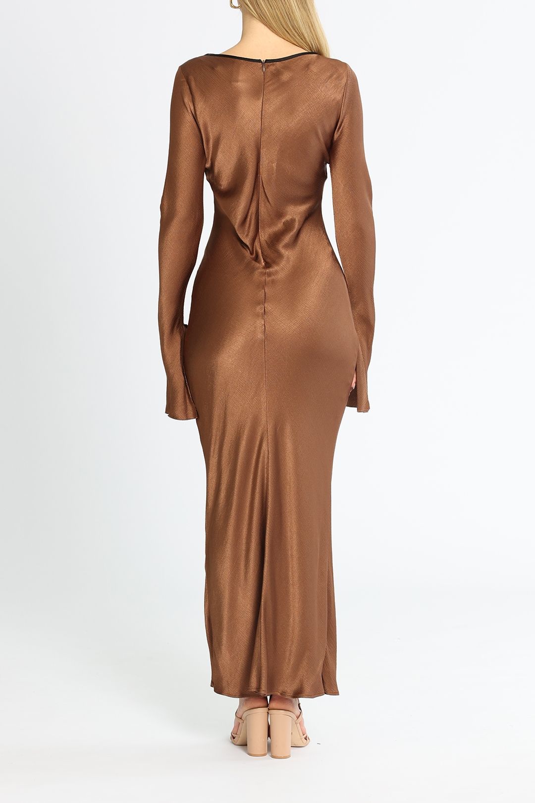 Annika Long Sleeve Maxi Dress - Brown photo 3