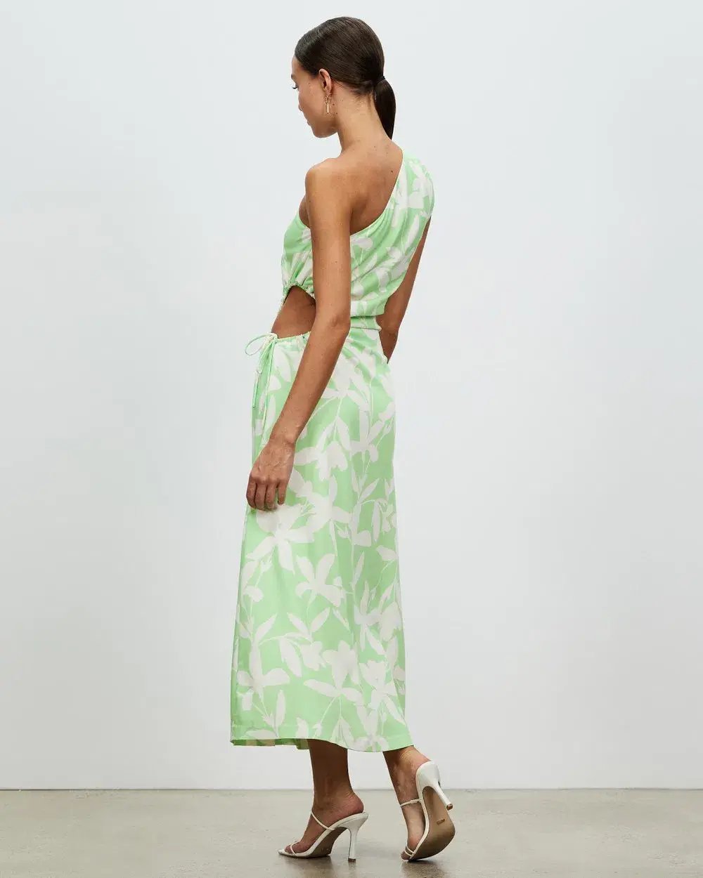 Lover Maldives One Shoulder Dress Green Print Size 10 photo 4