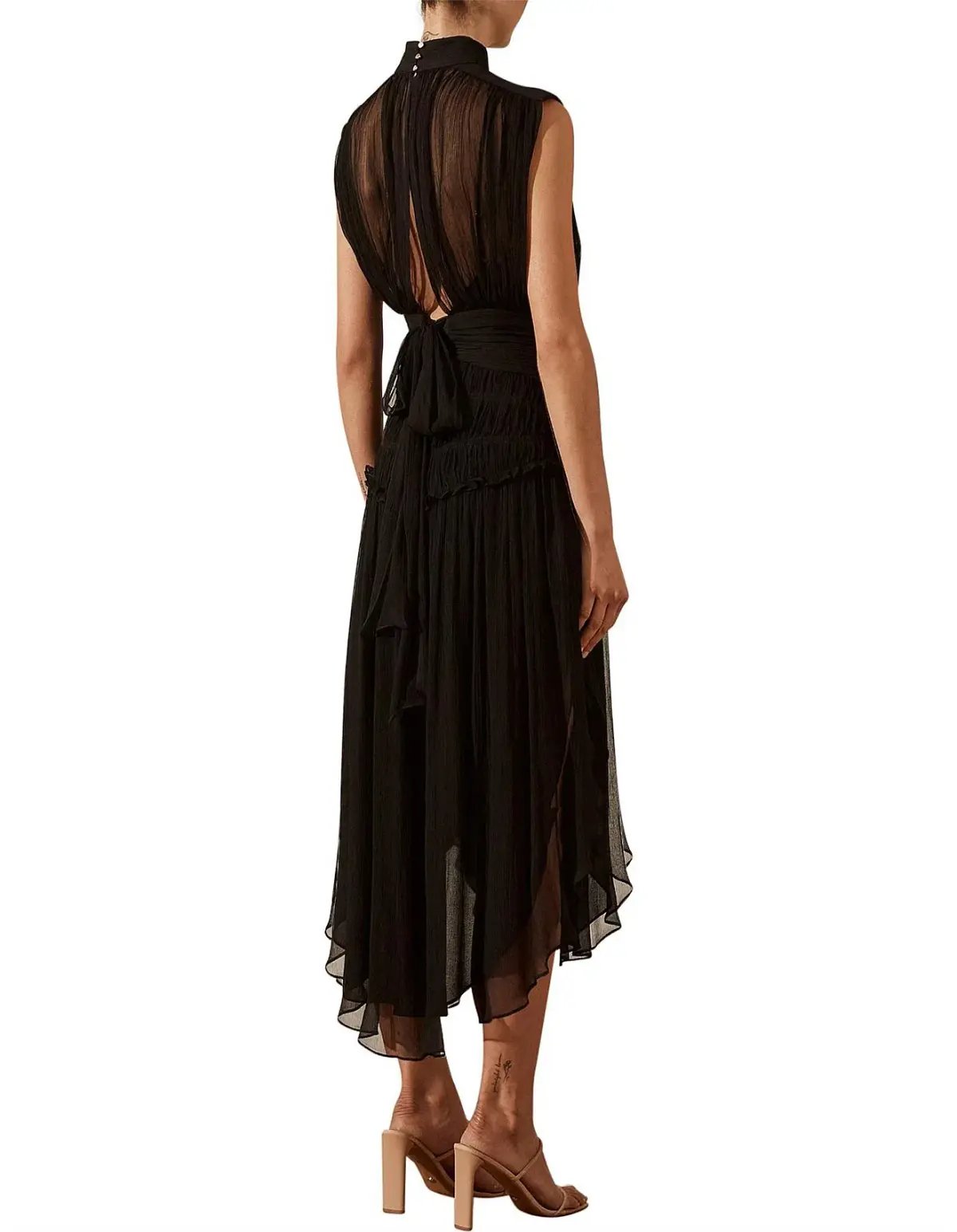 Shona Joy Safira Sleeveless Open Back Midi Dress Black Size 12 photo 3