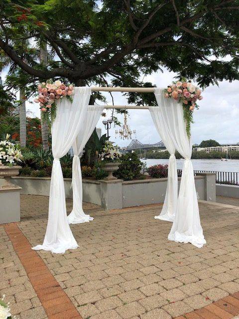 4 Post Wedding Arbour with White Draping photo 2