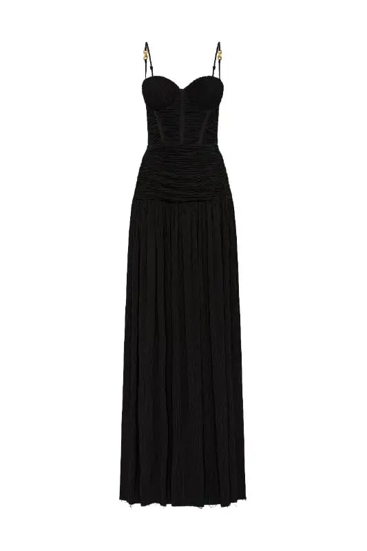 Manning Cartell Double Time Pleat Maxi Dress in Black Size AU 8 photo 5