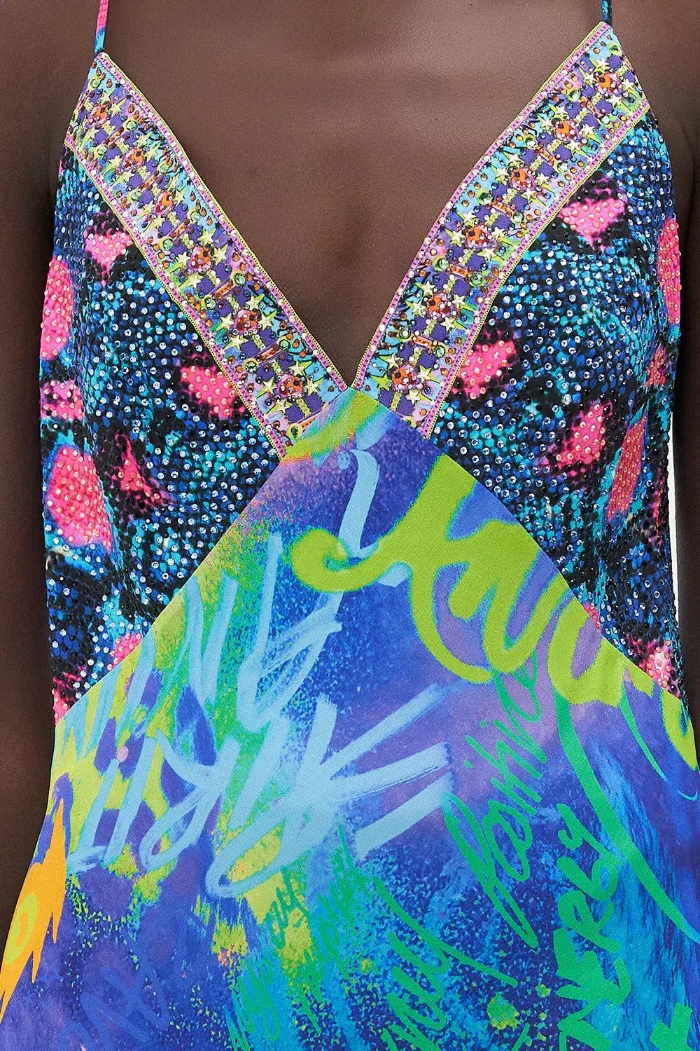 Camilla Mother Earth's Army V Neck Full Length Bias Slip Dress Print Size XL / AU 16 photo 2