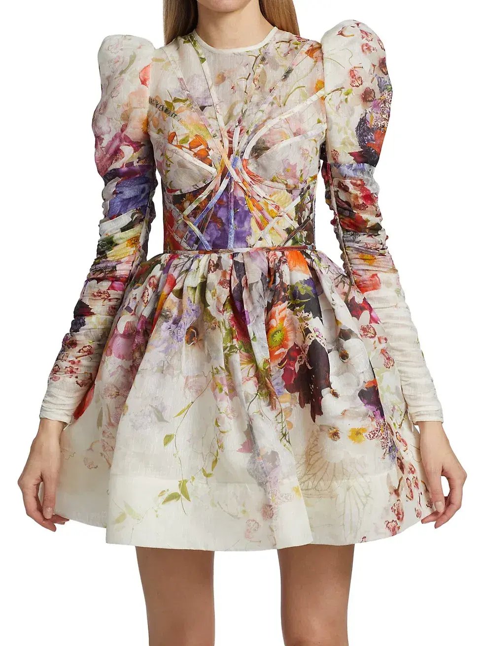 Zimmermann Prima Paneled Mini Dress In Multi Floral Size 12 photo 2