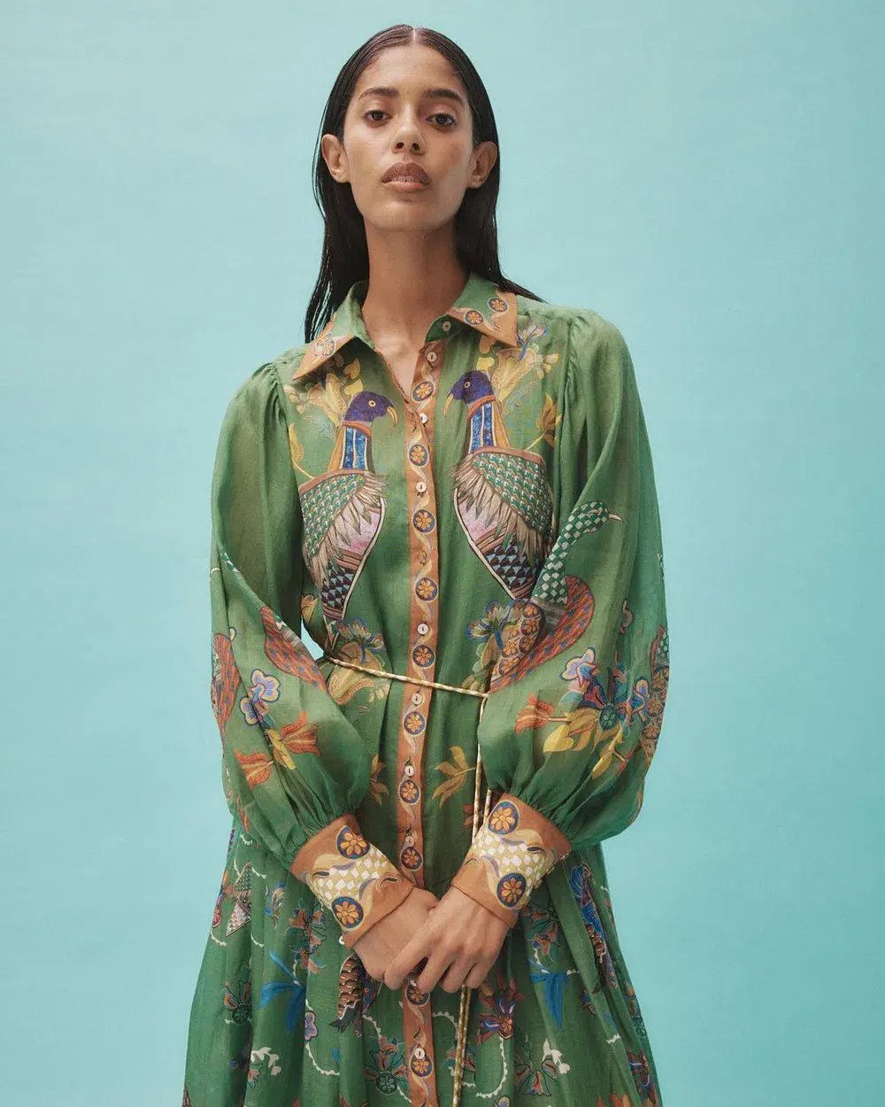 Alemais Birdie Green Shirtdress With Sleeves Size AU 10 photo 2