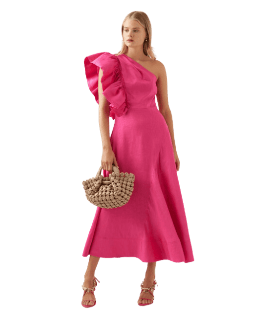 Aje Bonjour Asymmetric Midi Dress - Pink photo 3