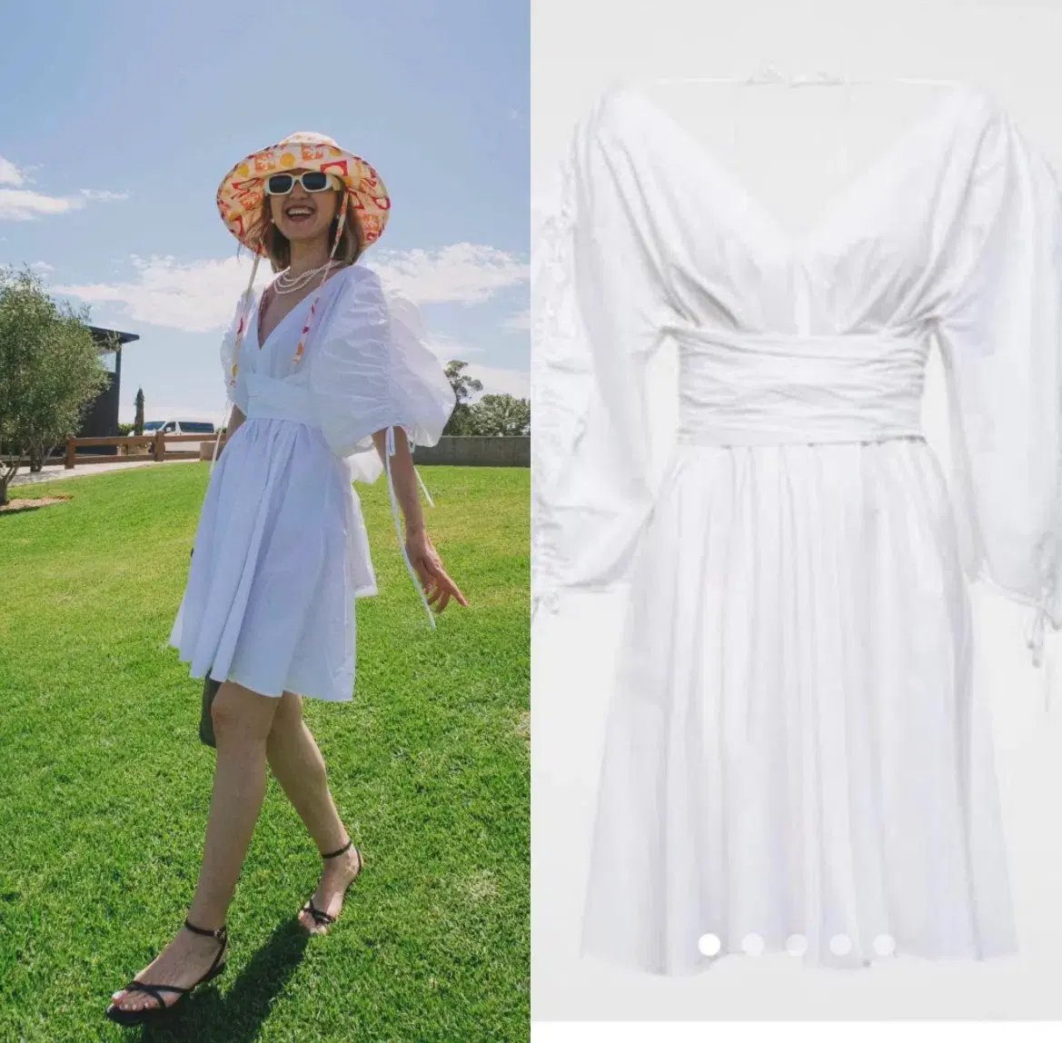 NEW Scanlan Theodore Parachute Sleeve Wrap Mini Dress in White Size XS / AU 6 photo 5