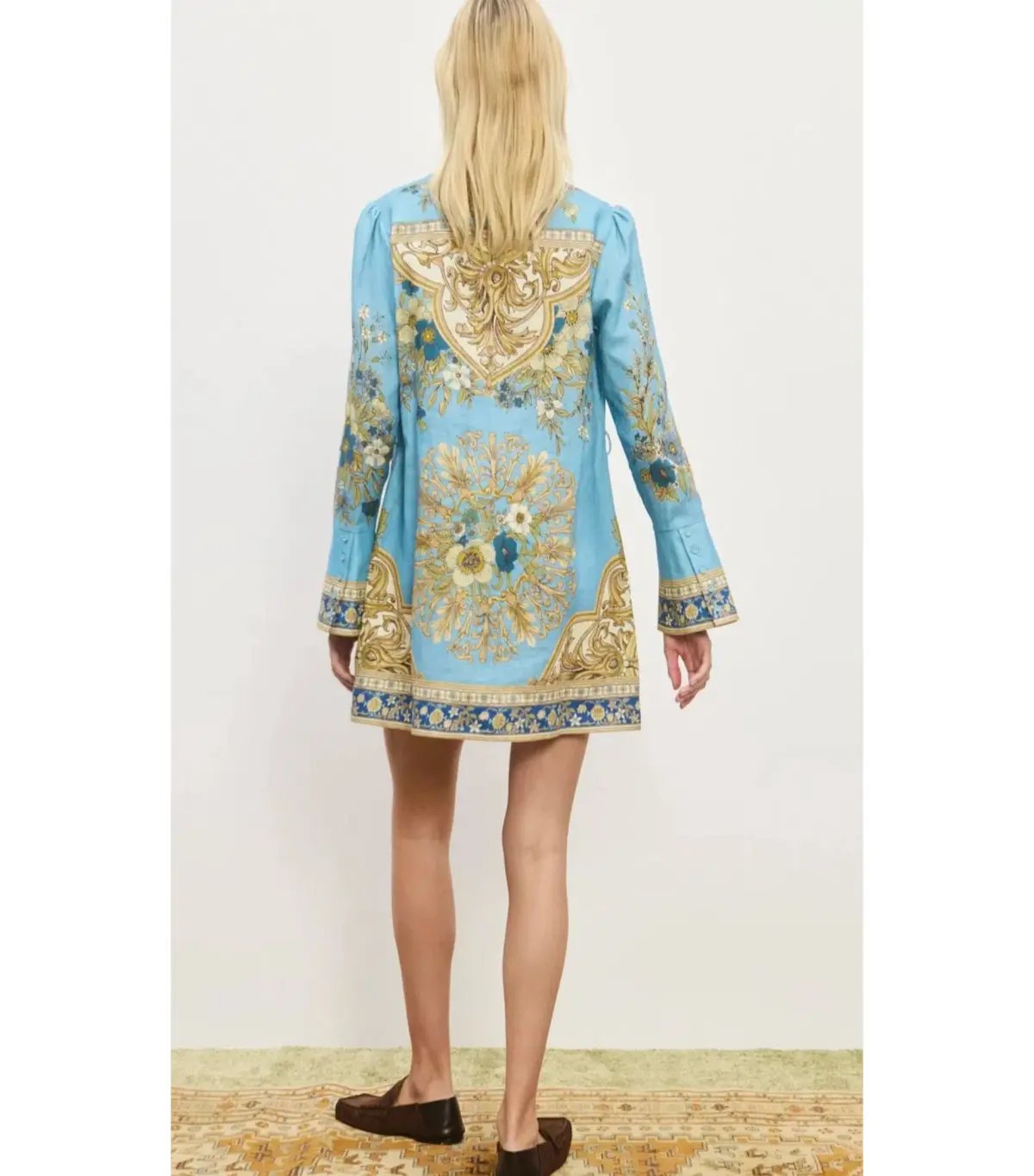 Alemais Cassie Mini Dress Blue Print Size AU 16 photo 3
