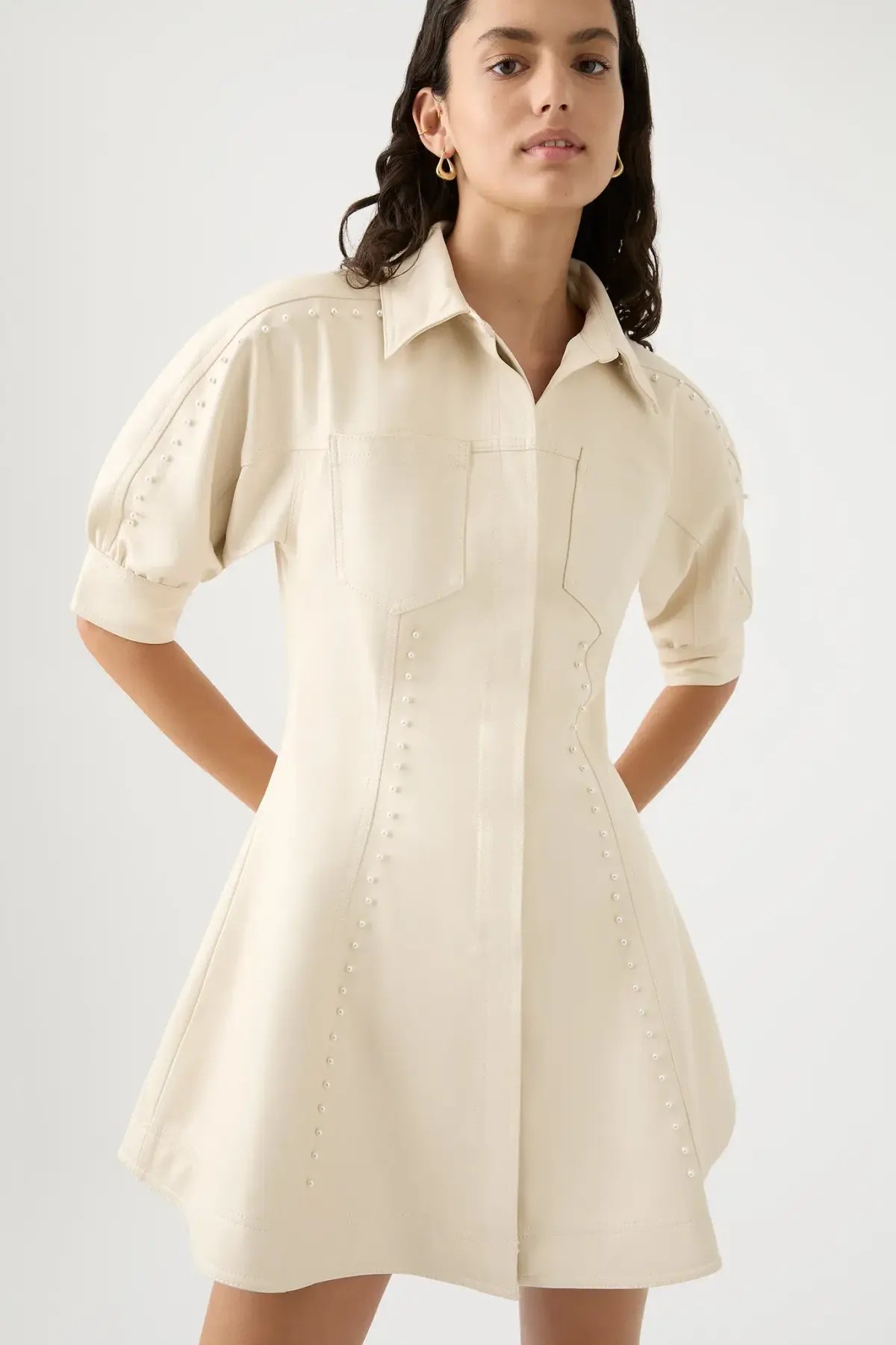 Aje Claire Pearl Mini Dress Sandstone/Beige Size 6 photo 3