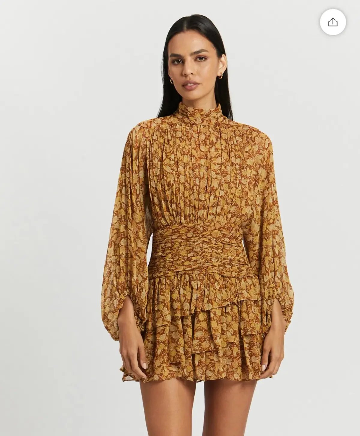 Shona Joy Sunset Long Sleeve Ruched Mini Dress Turmeric Size 10 / M photo 2