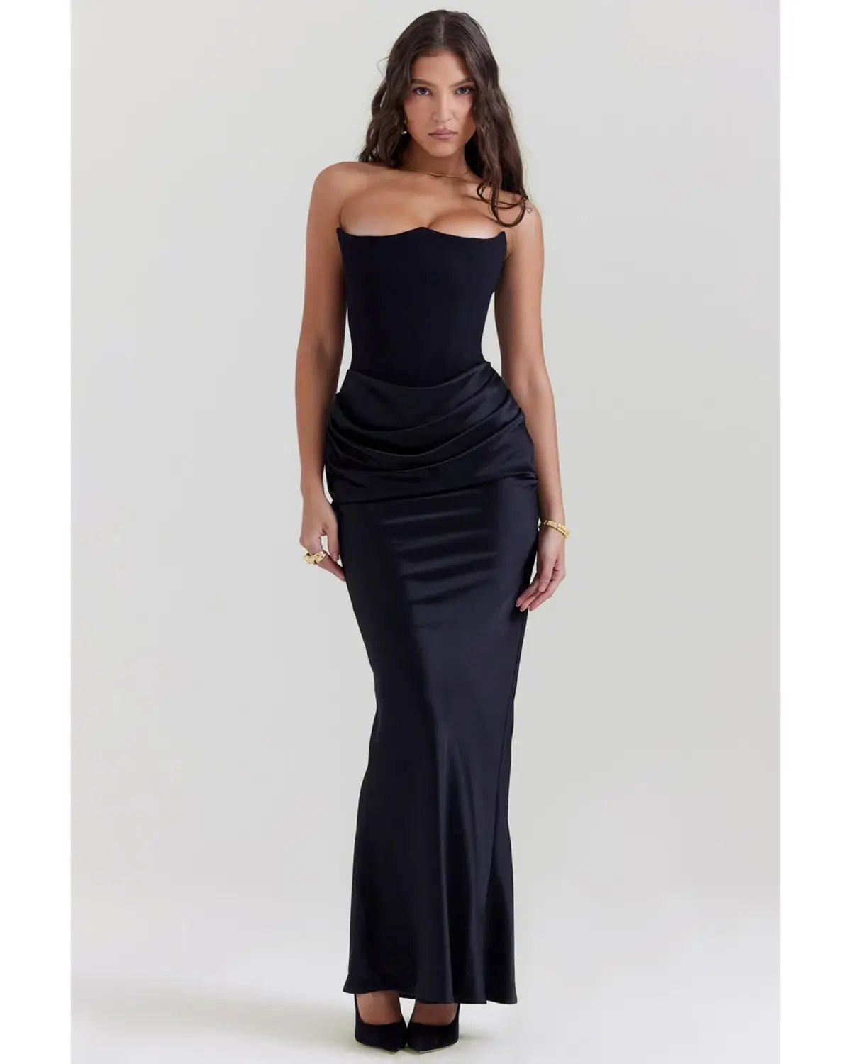 House Of CB Persephone Strapless Corset Dress Black Size AU 8 photo 3