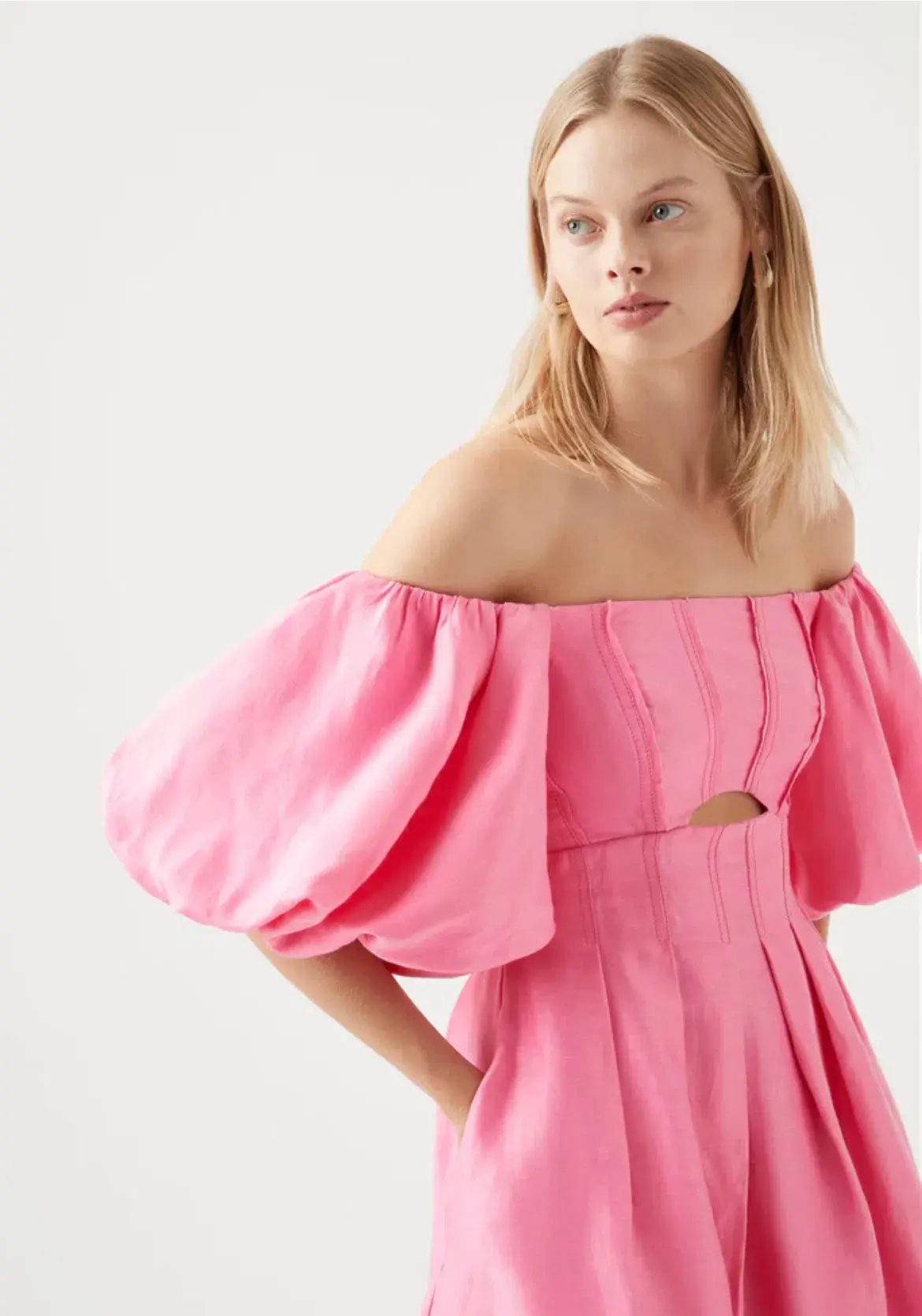 Aje Eugenia Off Shoulder Midi Dress Pink Size AU 12 photo 2