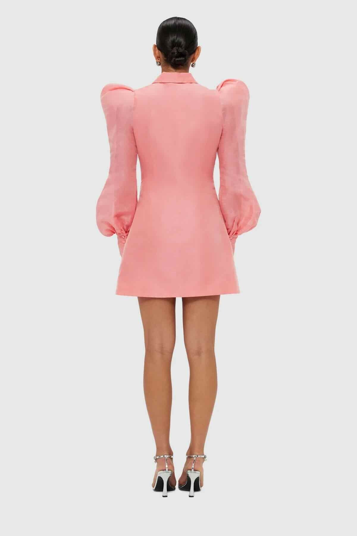 LEO LIN LANA STRUCTURED SHOULDER MINI DRESS - STRAWBERRY PINK photo 5