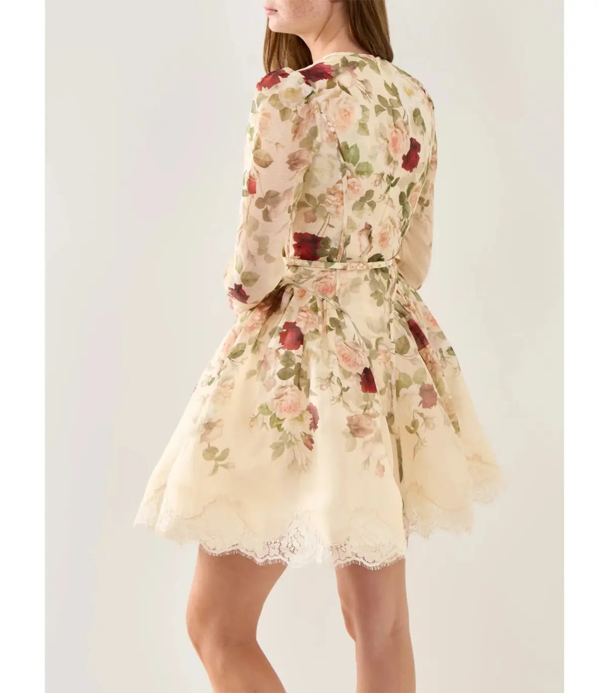 Zimmermann Hypnotic Lace Trim Mini Dress in Cream Cascade Size 0 / AU 8 photo 6