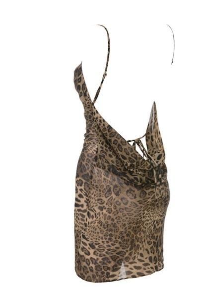 MISTRESS ROCKS ALL OUT LEOPARD PRINT BIAS CUT COWL NECK DRESS photo 8
