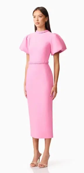 Elliatt Coralene Puff Sleeve Midi Dress Pink Size 6 photo 2