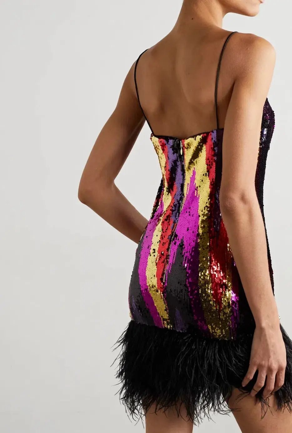 Rebecca Vallance Kaia Feather-Trimmed Sequin Tulle Mini Dress Multi Size 10 photo 2