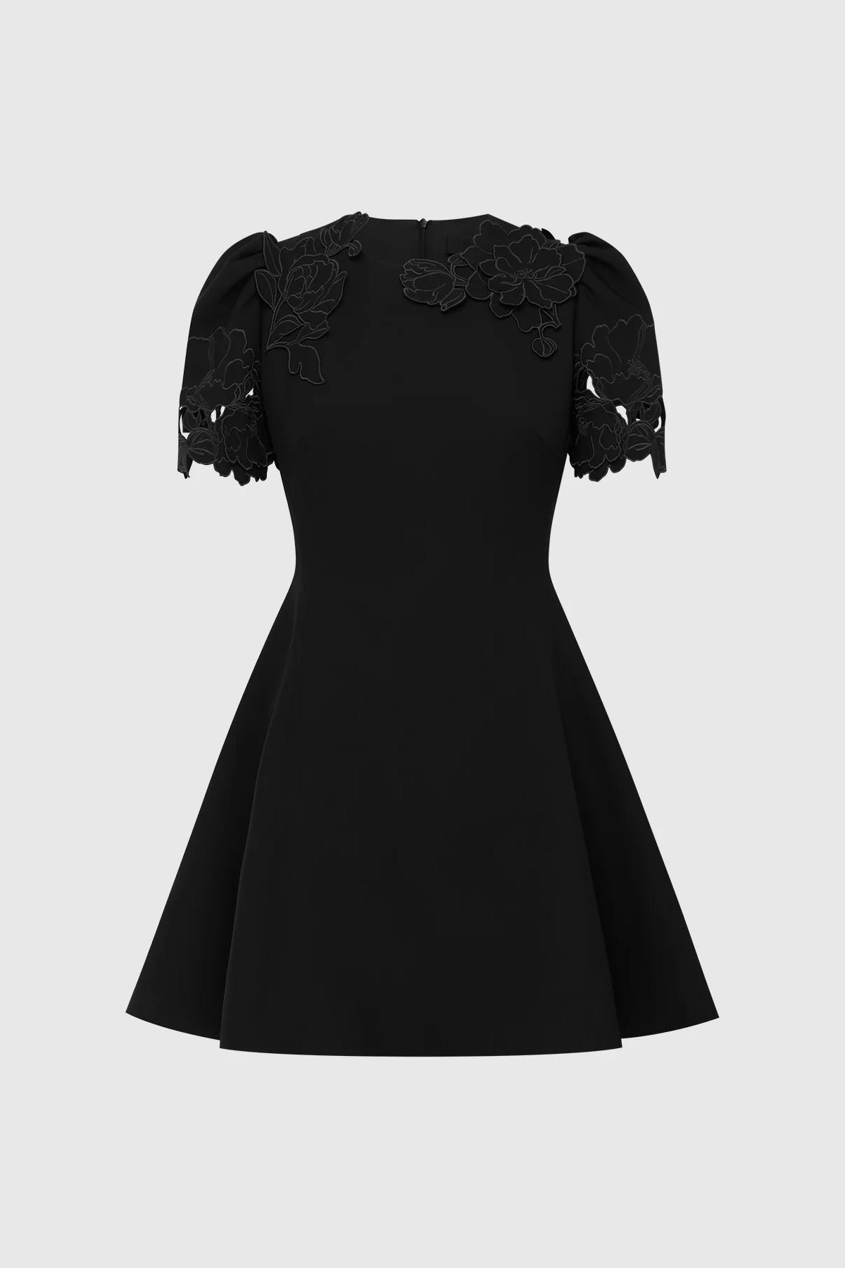 LEO LIN ELYSE APPLIQUÉ SHORT SLEEVE MINI DRESS - EBONY photo 7