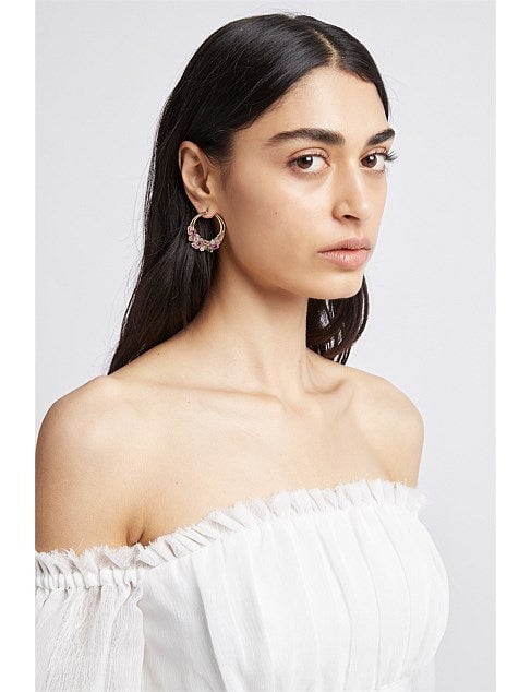 Aje Conception Hoop Earrings | Fuchsia photo 2