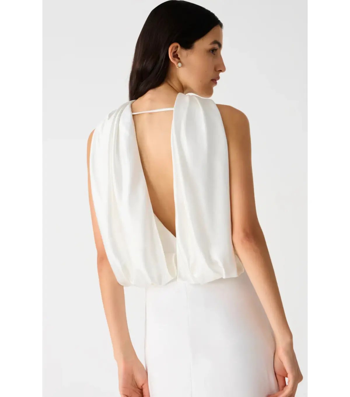 Misha Ketina Gloss Satin Gown Ivory Size 8/S photo 4