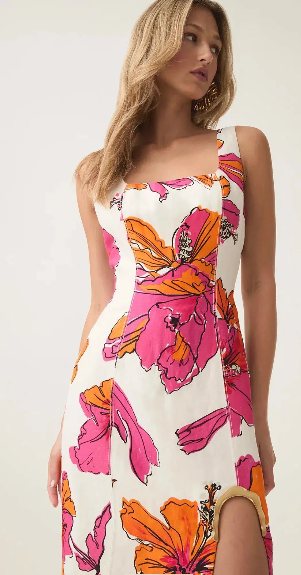 Aje Flourish Midi Dress Vivid Hibiscus Size 6 photo 4