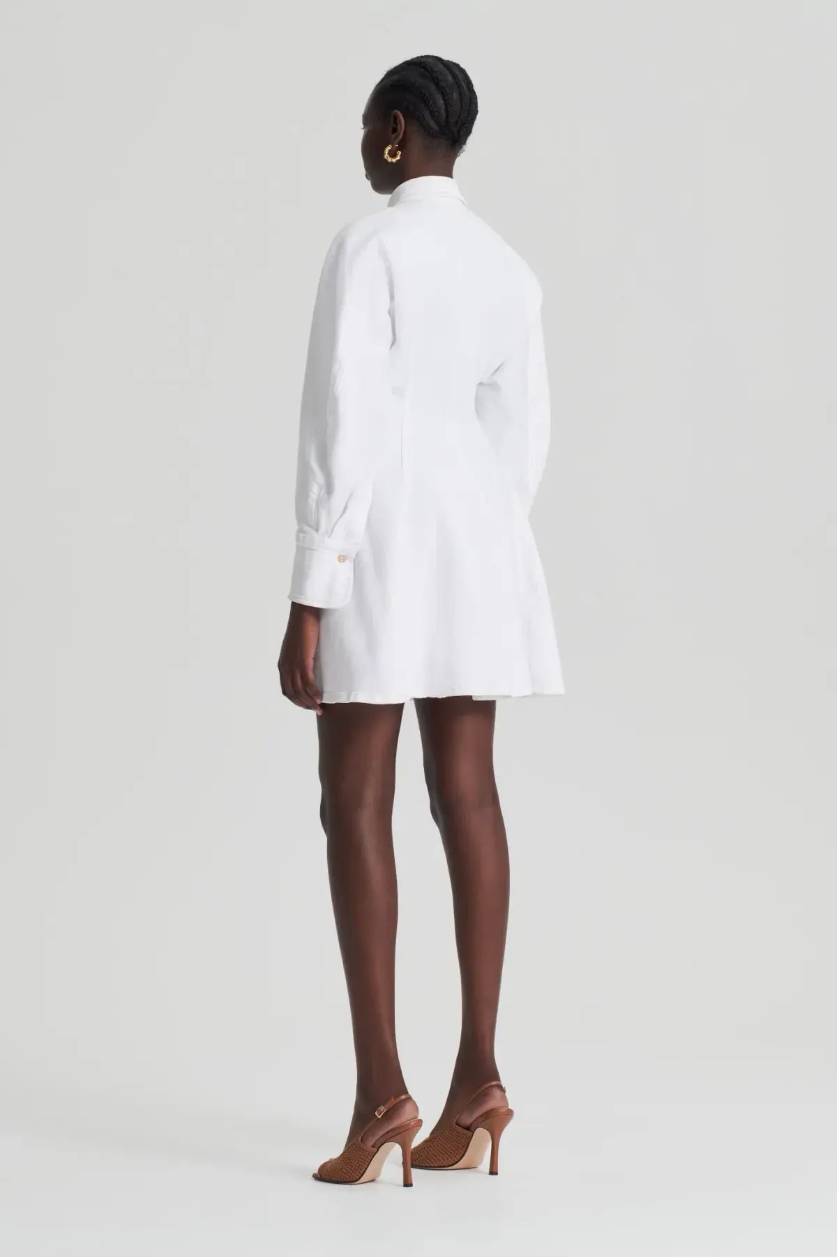 Scanlan Theodore Denim Cocoon Sleeve Mini Dress White Size 12 photo 2
