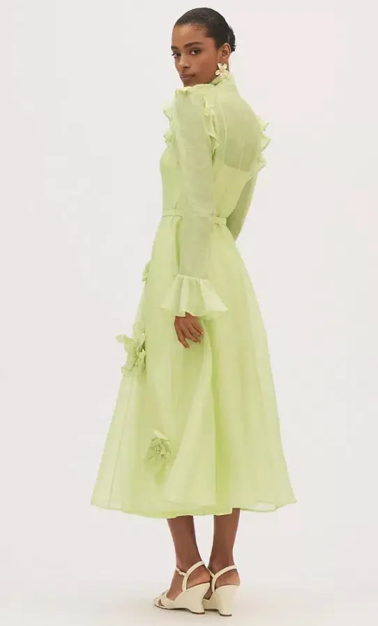 Leo Lin Katrina Butterfly Midi Chartreuse Size AU 12 photo 3