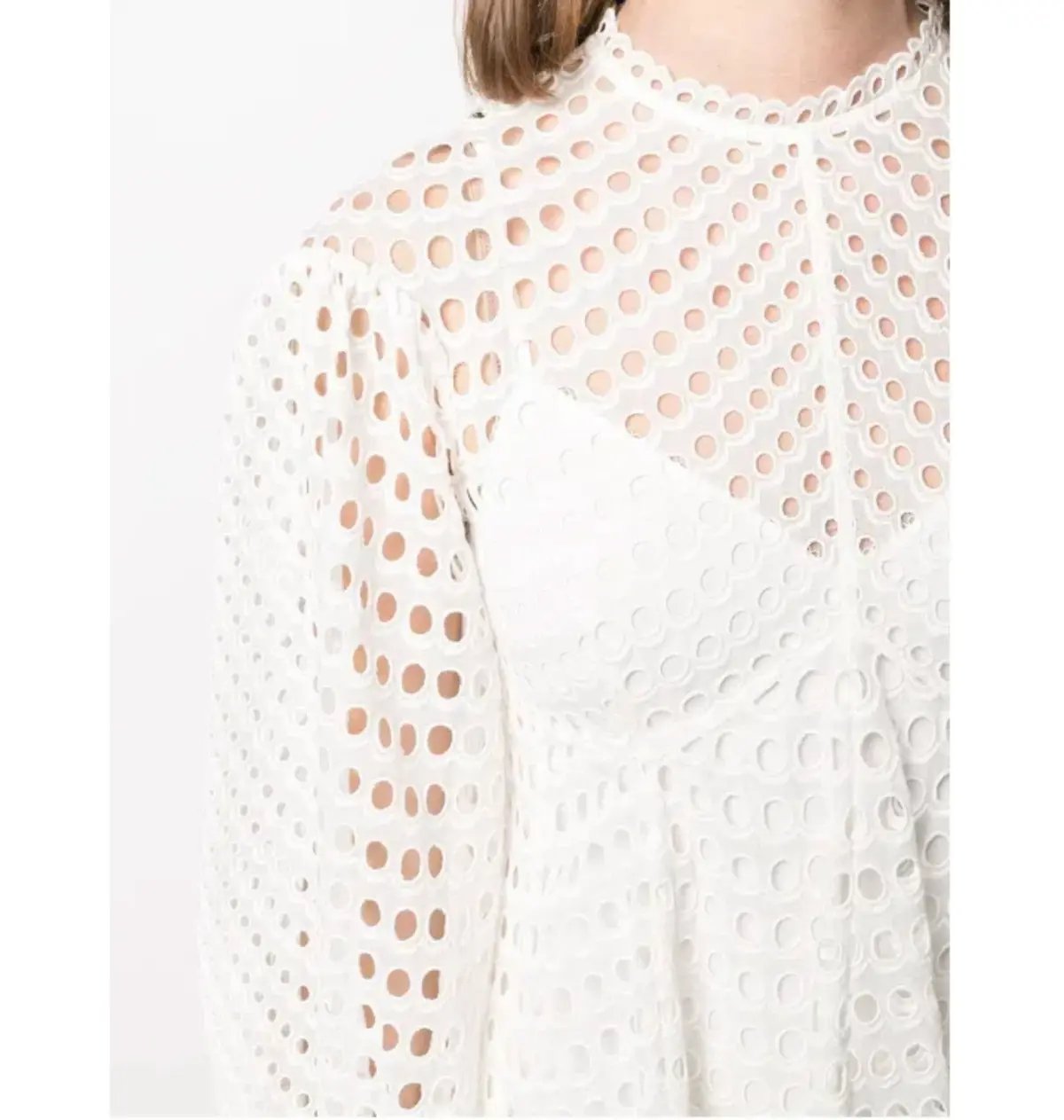 Zimmermann Poppy Eyelet Mini Dress Ivory Size 0 / AU 8 photo 4