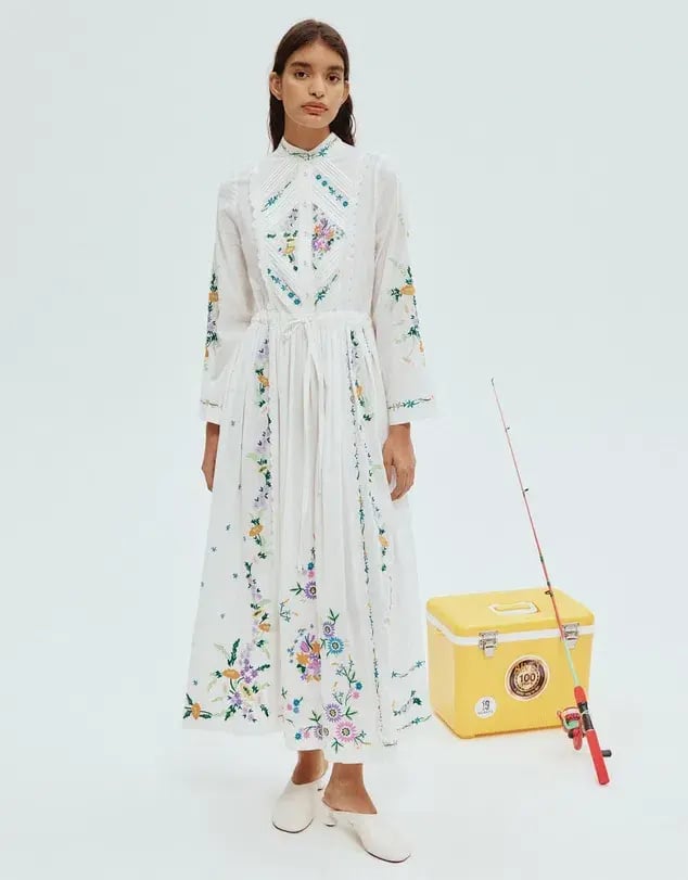Alemais Willa Embroidered Shirt Dress White Floral Size AU 10 photo 4