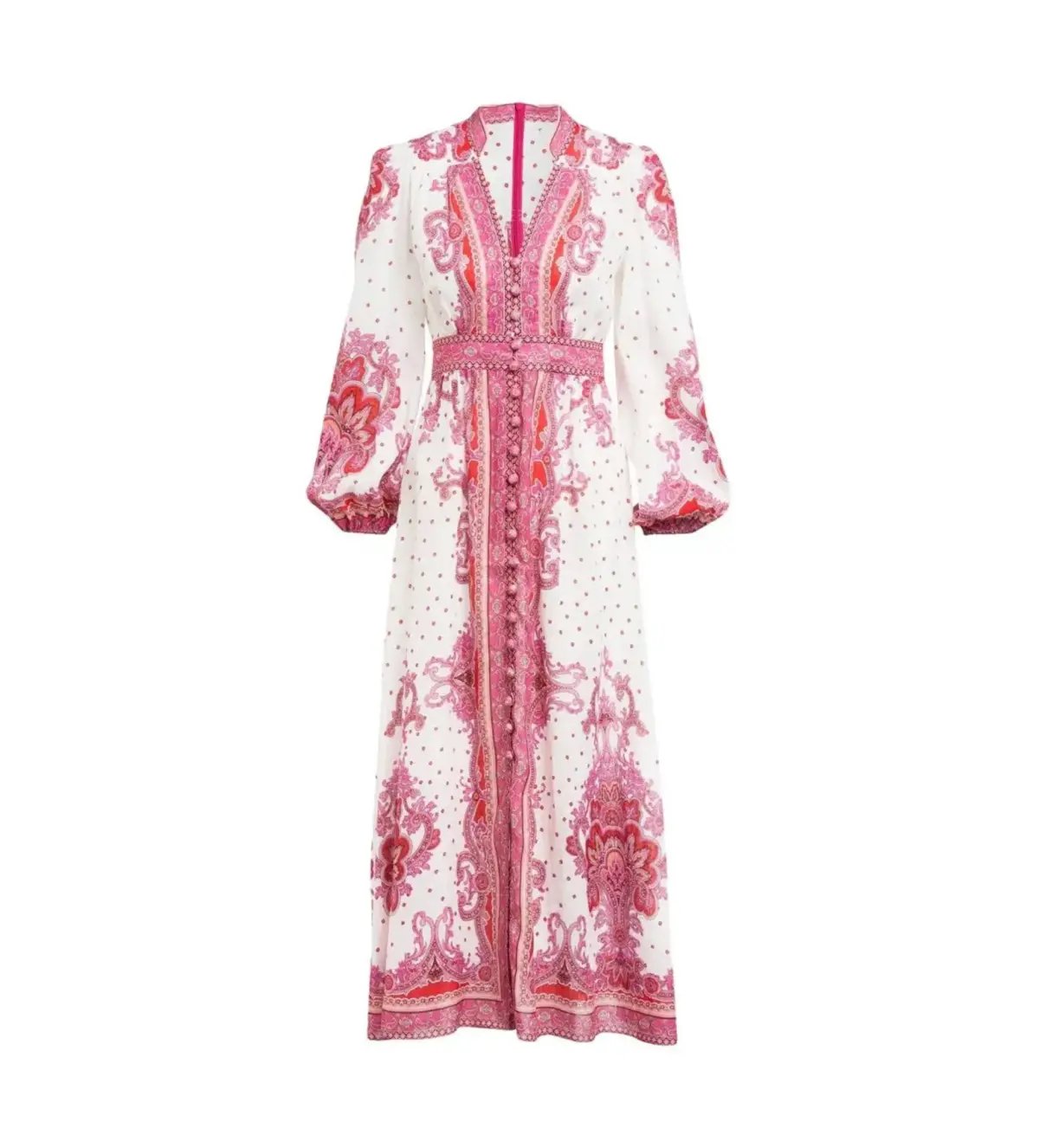 Zimmermann Bells Paisley Long Midi Dress Red Paisley Size 0 AU 8 photo 9