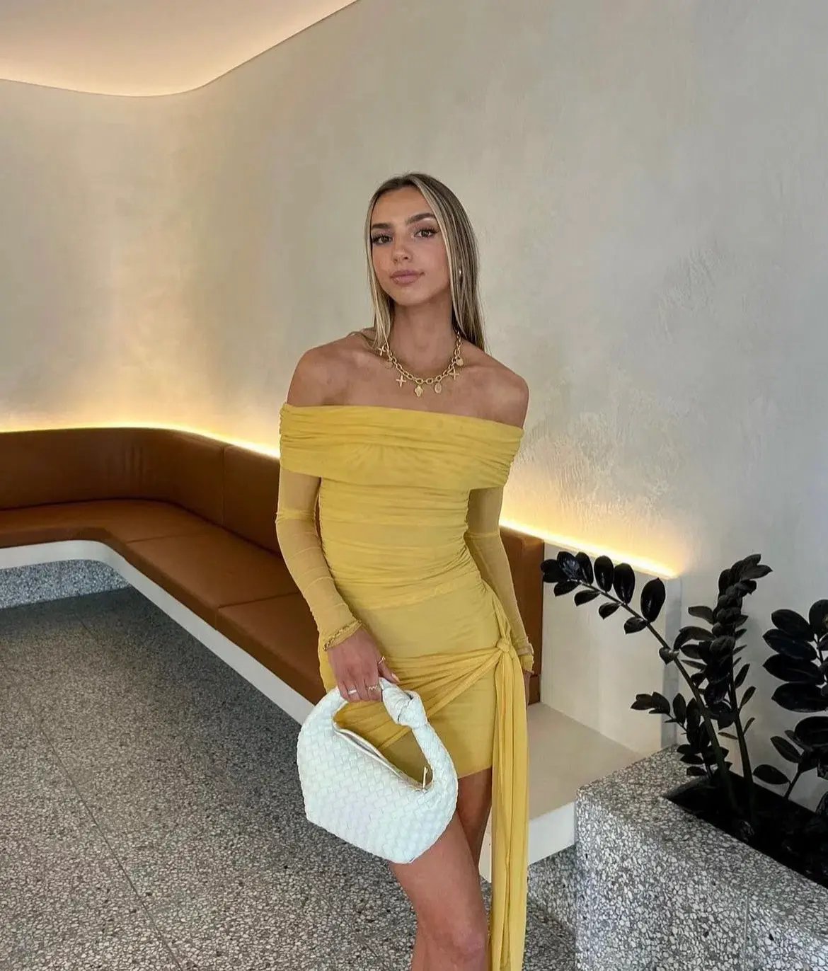 Benni Yasmin Mini Dress In Mustard Size 8 photo 2
