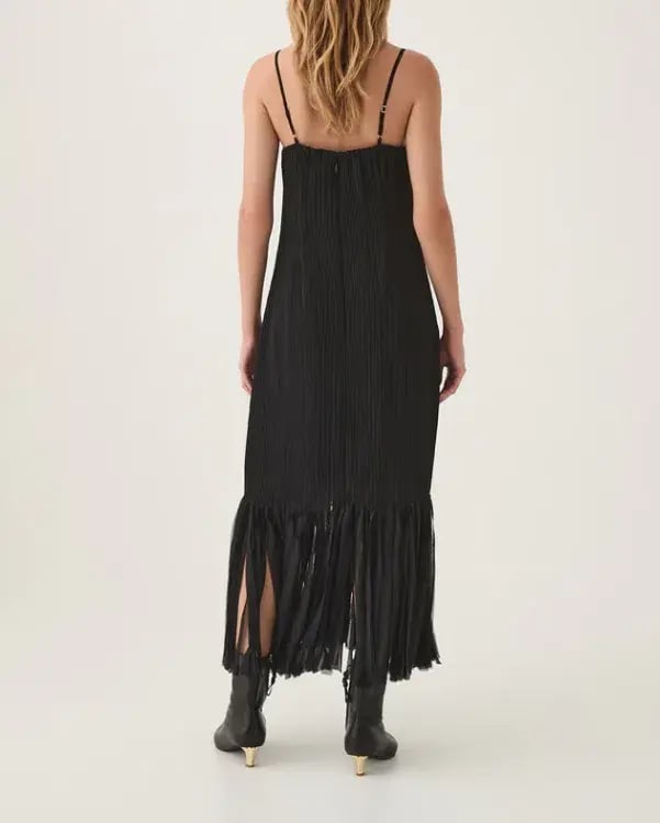 Aje Arris Fringed Maxi Dress Black Size 14 photo 3