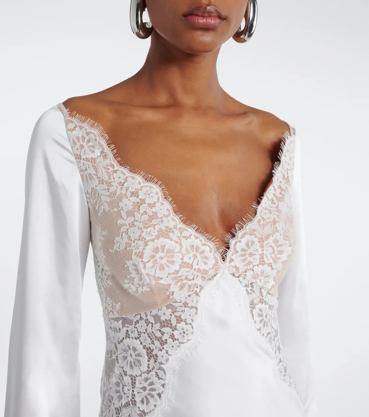 Self-Portrait x Christopher Kane Lace Trimmed Satin Gown White Size 10 photo 3