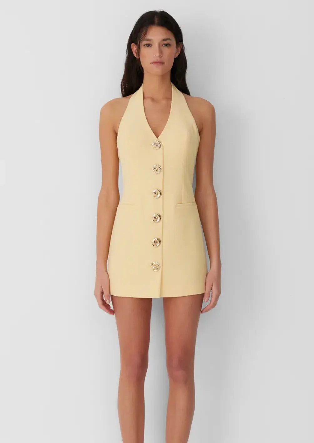 The Wolf Gang Irida Vest Mini Dress Butter Lemon Yellow Size 10 photo 2