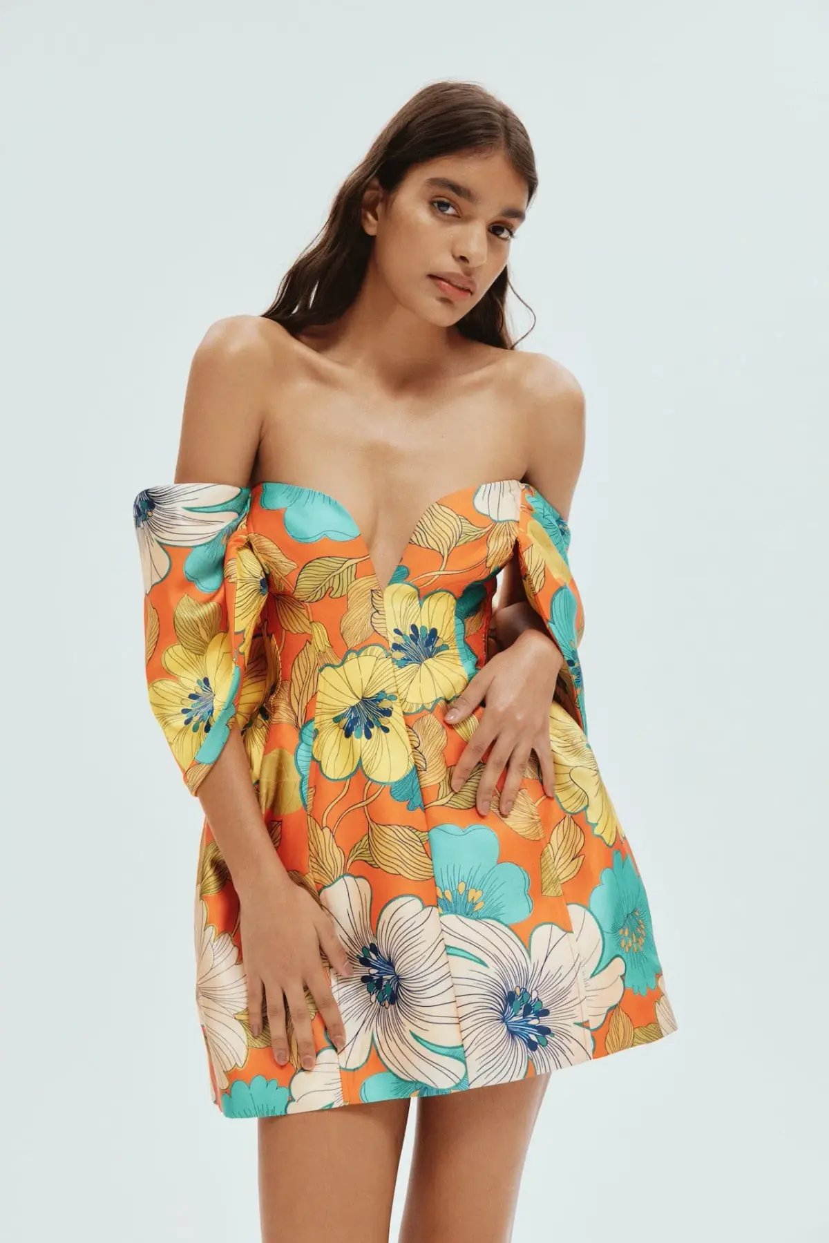 Alemais Piato Sculpt Mini Dress Marigold Multi Floral Size AU 12 photo 2