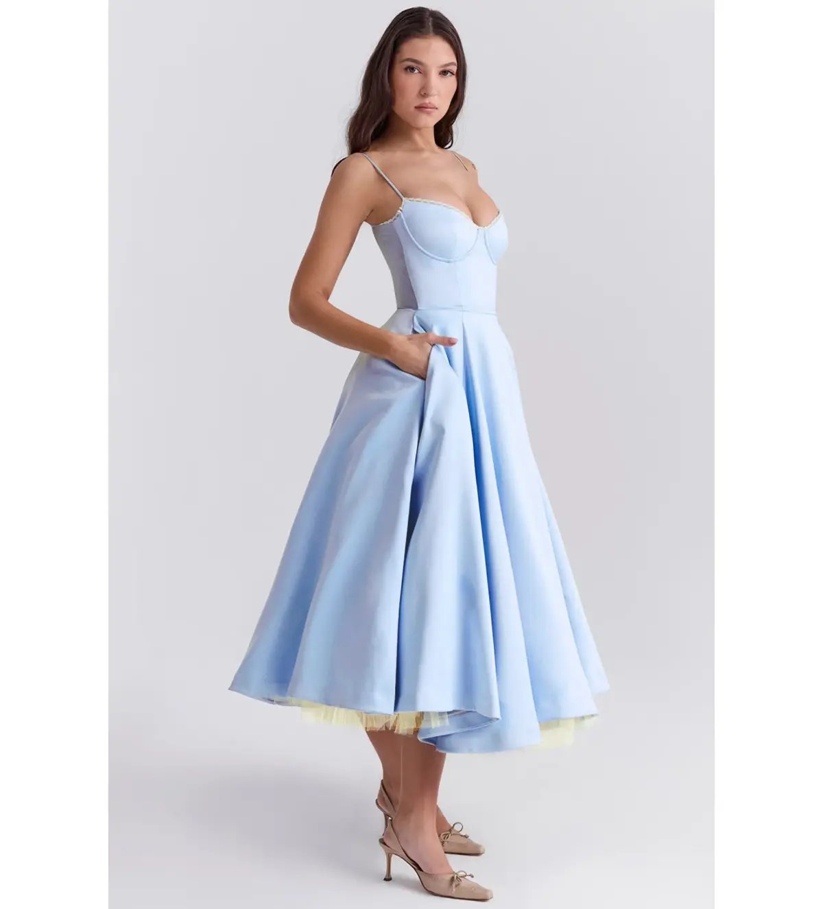 House of CB Mademoiselle Tulle Midi Dress Cinderella Blue Size M / AU 10 photo 3