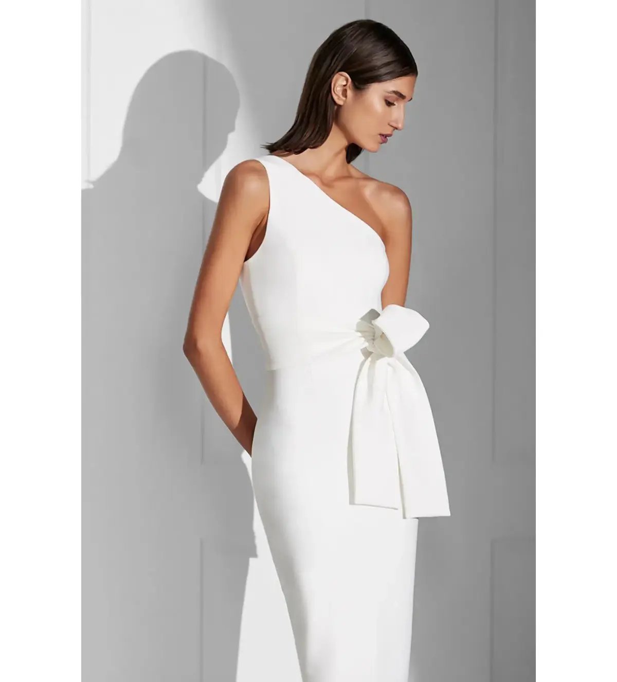 Shona Joy Lucy One Shoulder Midi Dress Ivory Size AU 8 photo 4