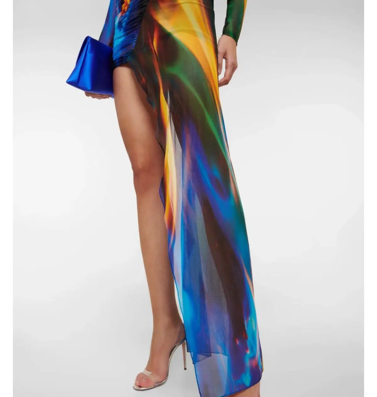 David Koma Draped Sheer Mesh Mini Dress Print Size 6 photo 5