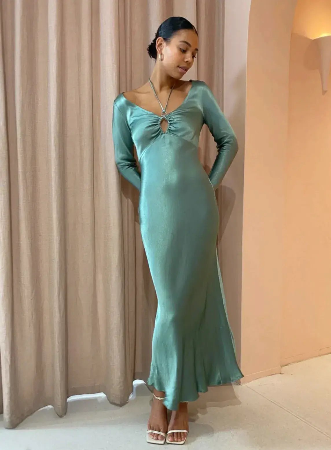 Bec & Bridge Malyka Long Sleeve Maxi Dress in Moss Green Size 8 photo 5