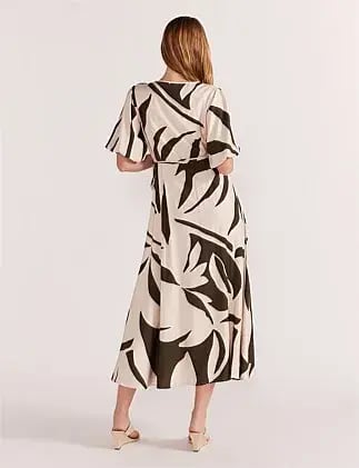 Staple The Label Acacia Wrap Midi Dress Print Size 8 photo 3