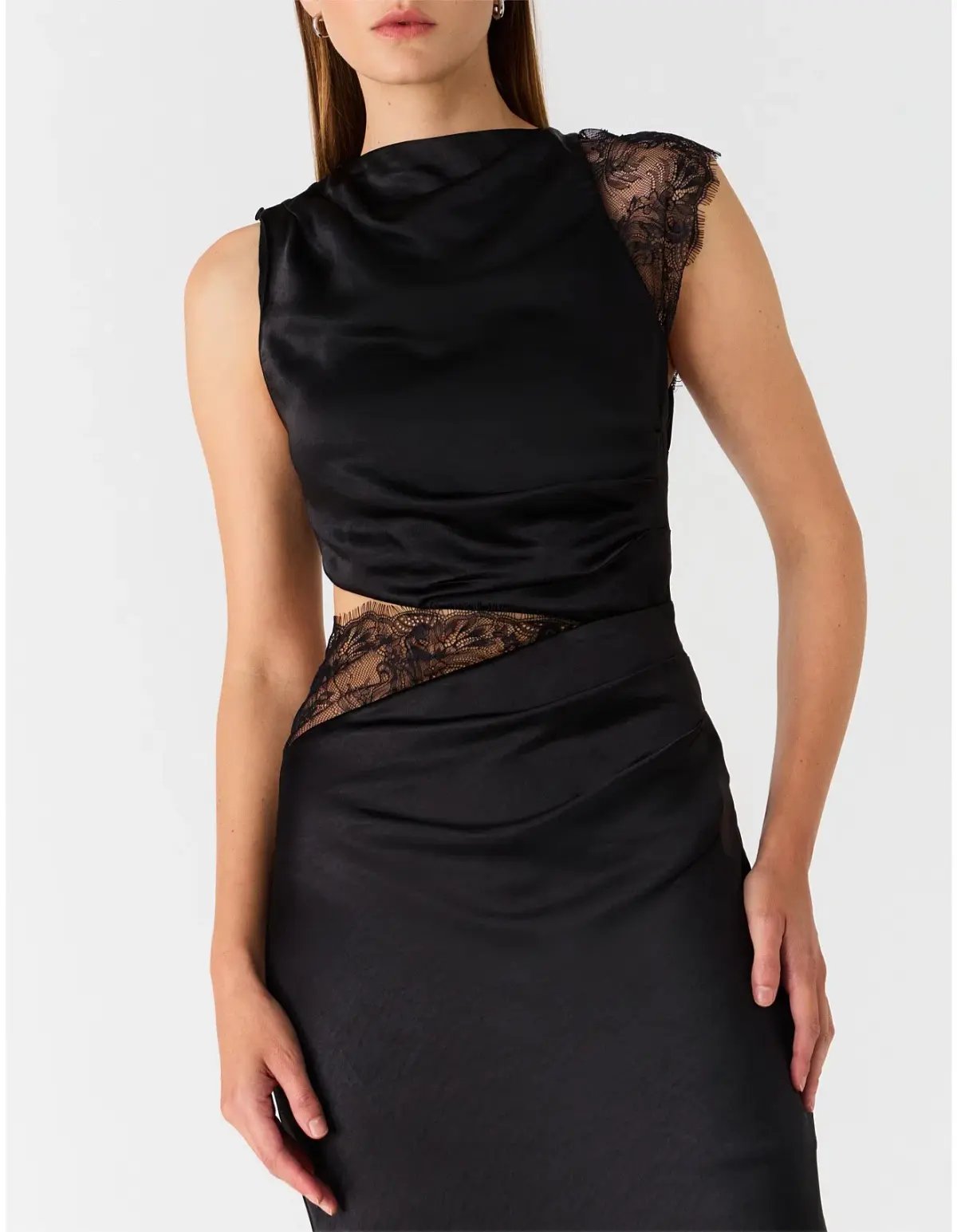 MISHA Kimora Satin Dress Black Size 12 photo 4