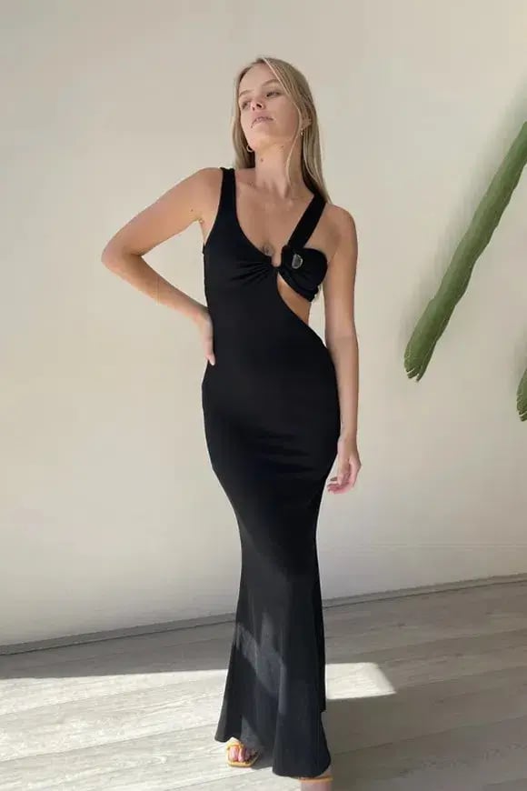 Christopher Esber Disconnect S Buckle Split Dress Black Size 6 photo 2